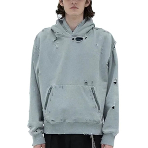 Sudadera con capucha extragrande de algodón grueso French Terry para hombre 2026, estilo vintage lavado, teñido 3D, efecto ácido, teñido liso, venta al por mayor - Product Image 3