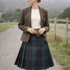 นาฬิกาสีดำสไตล์วินเทจของสกอตแลนด์ ผ้าขนสัตว์ลายทาร์ทัน สายหนังสำหรับผู้หญิง คลาสสิค 2026 - Product Image 1