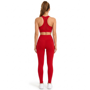 Ensemble de vêtements de yoga pour femmes, haut dos nageur et leggings, séchage rapide, tenue de sport 2 pièces, ensemble de sport pour femmes, soutien-gorge et leggings taille haute - Product Image 4