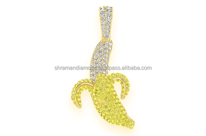 Collier tendance et mignon en or massif 10K, pendentif fin en forme de peau de banane, série fruits à la mode, moissanite, cadeau personnalisé, plaqué or pour enfant - Product Image 4