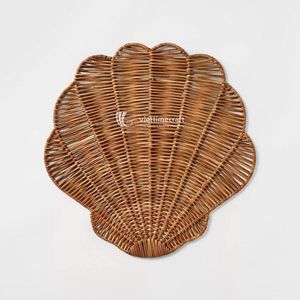 Luxury Bohemian Scalloped Coastal Rattan Table <b>Mat</b> Sustainable Marine Theme Plate Charger Platter <b>Beach</b> House Dining Wedding - Product Image 1