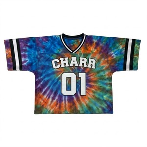 เสื้อฟุตบอลอเมริกันตาข่ายแบบสั่งทำพิเศษสำหรับผู้ชาย คอวี แขนสั้น ระบายอากาศได้ดี สำหรับผู้ใหญ่ทั้งชายและหญิง พิมพ์ลายแบบซับลิเมชั่นพร้อมหมายเลขสั่งทำ - Product Image 1