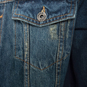 Vestes en jean personnalisées avec logo, prix de gros, en denim uni, fourrure, coton, style streetwear pour homme - Product Image 6