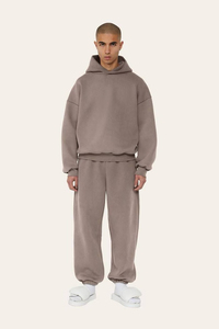 Sudadera con Capucha Gris Claro para Hombre, Corte Holgado, Color Sólido, Estilo Casual Otoñal, Felpa Francesa de Algodón, con Bolsillo - Product Image 4