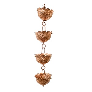 Cadena de lluvia de cobre puro Natural del fabricante Tazas de metal para jardín al aire libre Estilo de diseño floral para uso en piscina Patio de flores - Product Image 1