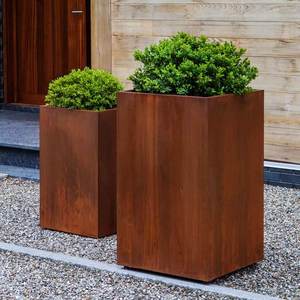 Hot Selling Galvanized Metal <b>Large</b> Vintage Finishing Square Set of 3 Outdoor Garden Planters for <b>Plants</b> - Product Image 1