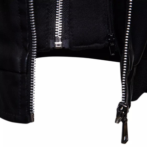 Hot Selling Custom Men's Biker <b>Genuine</b> <b>Leather</b> <b>Jacket</b> Black Autumn Winter Motorcycle Eco-Friendly Quick Dry Breathable for Men - Product Image 6