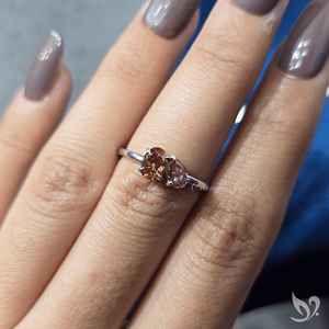 Pink Pear and Orange Oval Lab Grown Diamond Toi et Moi <b>Ring</b> <b>Two</b> <b>Stone</b> Engagement <b>Ring</b> Ready to Ship Romantic Bridal <b>Ring</b> - Product Image 4