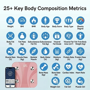 Smart Bluetooth Body Fat Scale Digital Glass Rectangle 180kg Bathroom Weight Monitor with LCD Display and Four-Point Metal Senso - Product Image 2