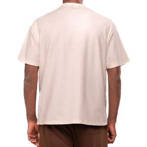 T-shirt beige à manches courtes col rond coupe ajustée en coton tricoté décontracté avec imprimé lettres pour homme - Product Image 3