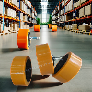 Chariot élévateur personnalisé en fonte PU roue avant et arrière avec manchon en acier pièce d'équipement de manutention - Product Image 6