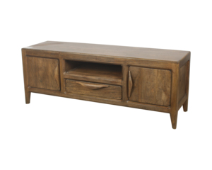 Mueble para TV de Madera Maciza, Consola Multimedia, Unidad de Almacenamiento con Cajones y Estantes, Mueble de Salón Moderno, Soporte de Entretenimiento con Acabado Natural - Product Image 3