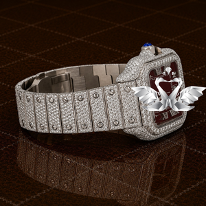 Luxury Classic Fashion Rose Gold Brown Dial Men's Watch Full Pave Diamond Rubber Bracelet - Product Image 2