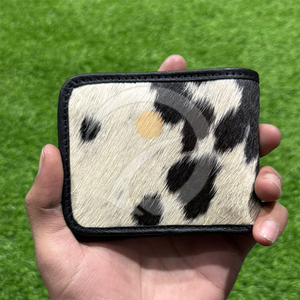 Premium Western Style Cowhide Leather <b>Wallet</b> Mens Handmade <b>Compact</b> Card Holder Natural Hair Finish - Product Image 4