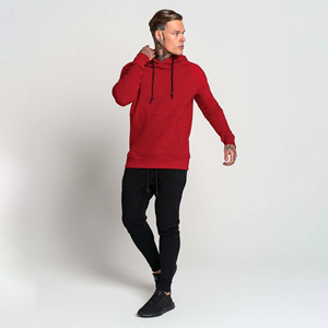 Men Pullover Red <b>Hoodie</b> Solid Color Cotton Blend Eco-Friendly Streetwear Custom Logo Digital <b>Plain</b> Hoodies Men - Product Image 3