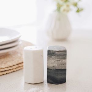 Salt <b>pepper</b> set polished marble salt <b>pepper</b> pot sophisticated kitchen decor marble condiment holder stylish salt <b>pepper</b> storage - Product Image 2