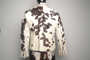 Veste en fausse fourrure à imprimé animal, col rabattu, manches longues, longueur courte, hiver, décoration à franges épaisses, style Prairie Chic - Product Image 4