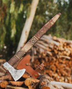 High Carbon Steel Tomahawk <b>Axe</b> with <b>Wooden</b> Handle Splitting <b>Axe</b> for Firewood Cutting Outdoor Camping Tool - Product Image 2
