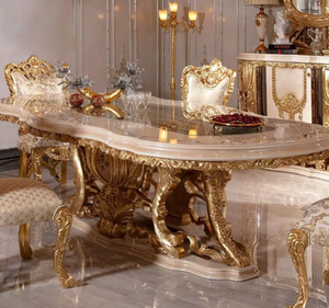 ชุดโต๊ะรับประทานอาหารรูปวงรีไม้สักทองคำหรูหราสไตล์ยุโรปคลาสสิก แกะสลักอย่างประณีต เป็นมิตรกับสิ่งแวดล้อม เหมาะสำหรับโรงแรม ผลิตในอินโดนีเซีย - Product Image 3