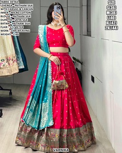 Lehenga Choli Elan Royale traditionnel pour femme, en soie Paithani, brodé Bandhani, séchage rapide, longueur au sol, coupe régulière, doux - Product Image 4