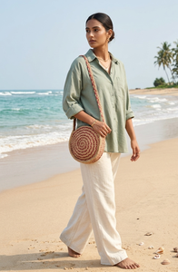 Women's Bohemian Jute <b>Crossbody</b> <b>Bag</b> Woven Criss-Cross Round Shape Eco-Friendly Open Closure Durable <b>Summer</b> Daily Use - Product Image 3