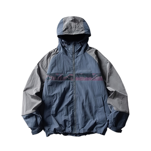 <b>Men's</b> Outdoor Coated Hooded Windbreaker <b>Jacket</b>-Waterproof Nylon Color Block <b>Camo</b> Chest Stripe Loose Fit S-XXL - Product Image 1