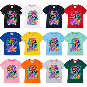 Camiseta de Manga Corta con Cuello Redondo, Estampado de Dibujos Animados Happy Dance Club de COTTON CLUB, Transpirable, 180g, para Niños de 5-6 Años, Corte Regular - Product Image 3