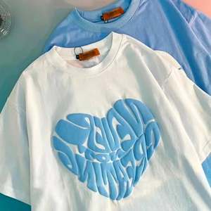T-shirts pour hommes à manches courtes coupe classique, 100% coton respirant, logo personnalisé en relief, écologiques, vente en gros OEM - Product Image 2