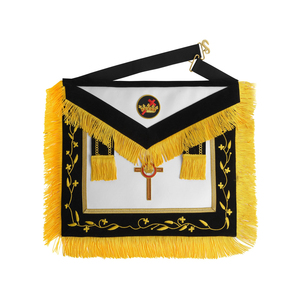 Exclusivo delantal de los Caballeros Templarios con bordado floral dorado, regalia masónica, diseño personalizado para su logia. - Product Image 1