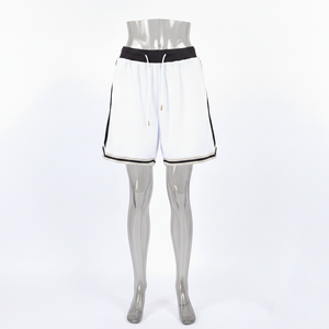 Men's <b>White</b> Solid Mesh Shorts with Front Logo Drawstring Waist <b>Cargo</b> Style Breathable Knitted Fabric - Product Image 2