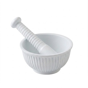 Molinillo de especias tradicional de alta resistencia con acabado blanco antiguo, juego de mortero y pilón de metal para triturar hierbas, herramienta de cocina. - Product Image 2