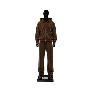 Brown <b>Velvet</b> Rhinestone <b>Tracksuit</b> <b>Women</b> Zip Up Hoodie Jogger Pants Set Luxury Streetwear Casual Fashion Wholesale OEM Supplier - Product Image 1