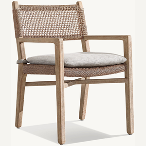 Une chaise longue en teck de style moderne avec de jolis accents en rotin et des coussins doux et confortables. - Product Image 4