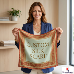 Foulard carré moderne imprimé sur mesure effet soie, châle de mode, fabricant et fournisseur de textiles OEM ODM à marque privée - Product Image 3