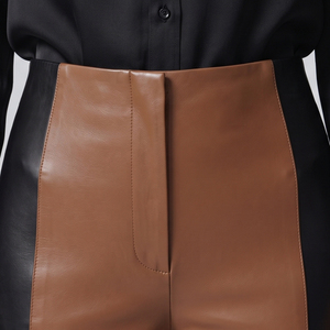 Women's Leather Yoga Bottom Pants Girls Leather <b>Flared</b> Fashion Pants Manufacturer Female Leather Flare Tights With Pockets - Product Image 4
