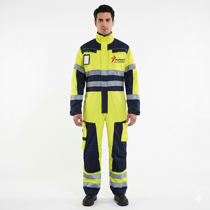 Combinaison de travail ignifuge en coton sur mesure, fabriquée au Pakistan pour le B2B, avec bandes réfléchissantes, directement de l'usine. - Product Image 6