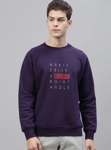 Sudadera de Cuello Redondo Morada para Hombre, Corte Regular, Logotipo Estampado, Informal, Tejida, 100% Algodón, para Otoño - Product Image 5