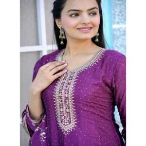 Designer Women's Party Wear <b>Suit</b> Set Sequence Embroidered and Stone Worked - Product Image 4