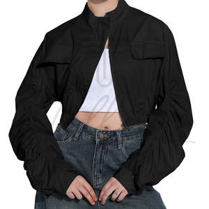 Veste courte pour femme avec logo personnalisé, nouvelle collection 2026, manches longues, veste bomber légère pour femme - Product Image 1