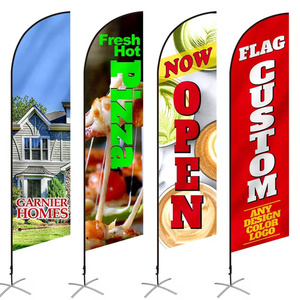 Drapeau publicitaire personnalisé en forme de plume, style festif, impression numérique du logo, en polyester, avec mât en aluminium, pour promotion - Product Image 2