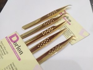 Pinzas Profesionales para Extensión de Pestañas Doradas, Pinzas de Acero Inoxidable con Logotipo Personalizado, Pinzas para Pestañas de Marca Privada, las Mejores Pinzas para Pestañas - Product Image 4