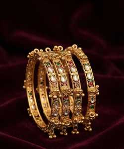 PADMAWATI Luxury Brass Gold Plated High Quality Multi Color Indian Traditional Wedding Women's Bangles One Size DAP Shipping - Product Image 1