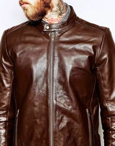 Custom Made New Men's Genuine Sheepskin Leather <b>Slim</b> <b>Fit</b> Biker Motorcycle <b>Jacket</b> with Zipper Breathable Casual Wear - Product Image 4