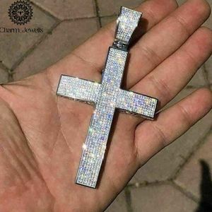 Pendentif boule en argent 925 et moissanite plaqué or avec micro-incrustation, style hip-hop, certifié IGI, unisexe, religieux, cadeau - Product Image 1