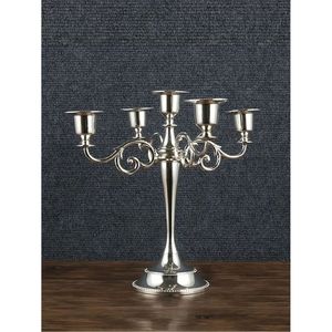 Wholesale Elegant Silver Metal <b>5</b>-Arm Candelabra Centerpiece Luxury Tabletop Candle Holder for Wedding Party Event Hotel Home - Product Image 1