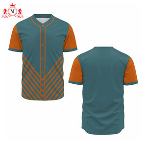 เสื้อเบสบอลสีเขียวอมฟ้าและสีส้มสำหรับผู้ชายพร้อมกางเกงเข้าชุด ชุดยูนิฟอร์ม วัสดุโพลีเอสเตอร์ระบายอากาศได้ดีสำหรับผู้ใหญ่ - Product Image 5
