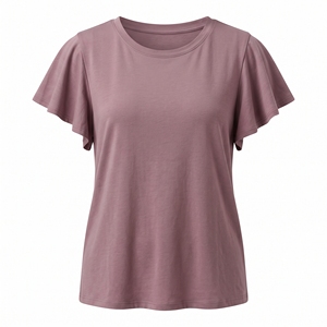 Blusa Casual de Verano para Mujer, Tejida, con Mangas con Volantes, Logotipo Personalizado, MOQ Bajo, en Stock, Venta al Por Mayor, OEM, ODM - Product Image 3