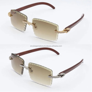 Rimless <b>Sunglasses</b> Black Buffs Bussed Down Hip Hop Glasses for Rappers Luxury <b>Personalised</b> Fashion Moissanite - Product Image 1