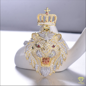 จี้รูปสิงโตมงกุฎประดับเพชรโมอิสซาไนต์ VVS เงินแท้ 925 สไตล์ฮิปฮอป - Product Image 5