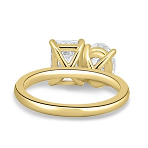 แหวนเพชรรูปไข่และมรกต 4 กะรัต ดีไซน์ใหม่ พร้อมแหวนทองคำขาว 14K สองสี แบบ Toi et Moi สำหรับหมั้น - Product Image 3